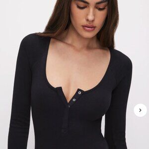 Good American Rib Cotton Bodysuit - Black